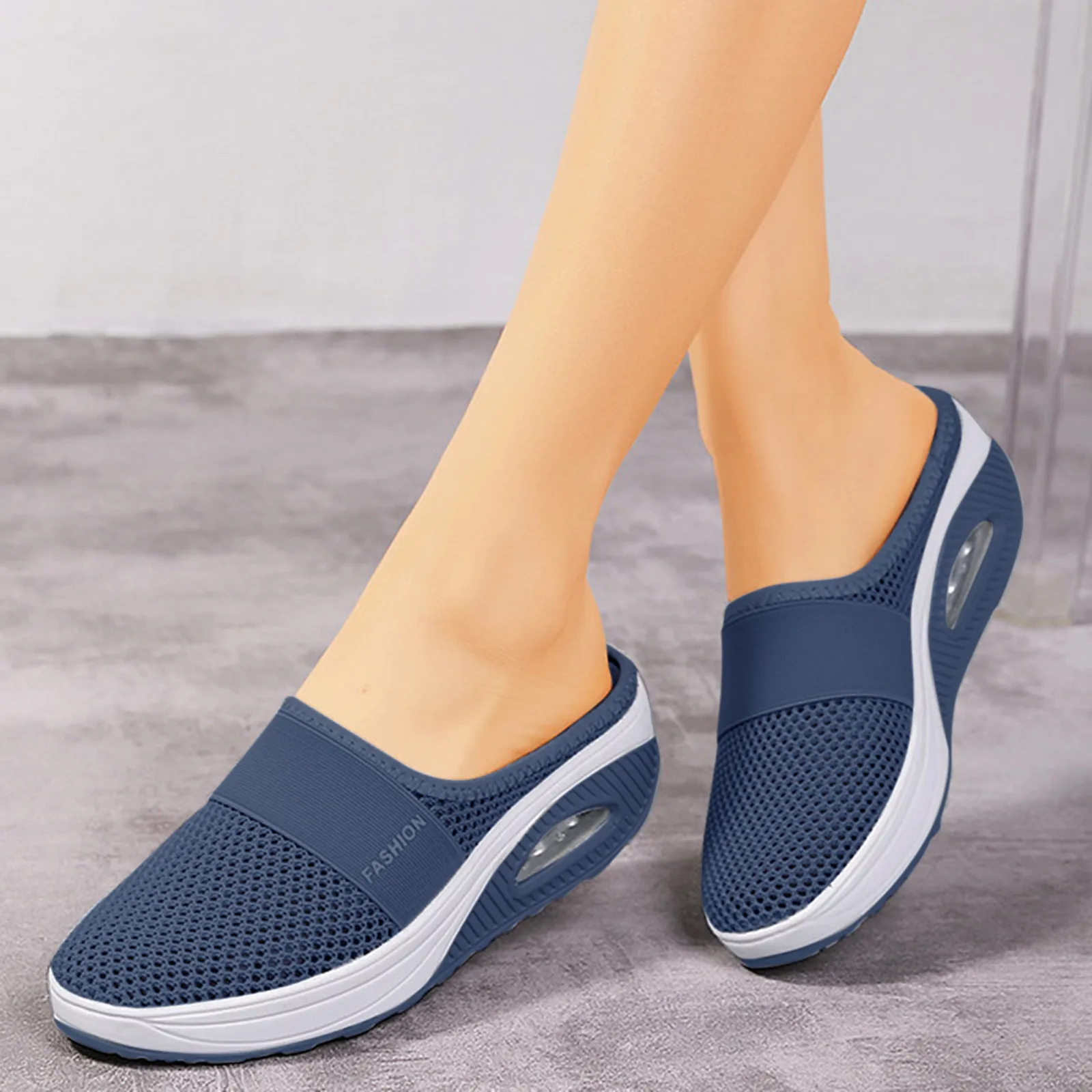 Air Cushion Slip-On Women Walking Shoes Orthopedic Diabetic Ladies Platform Mules Mesh Lightweight Slippers Wedge Female Sneaker