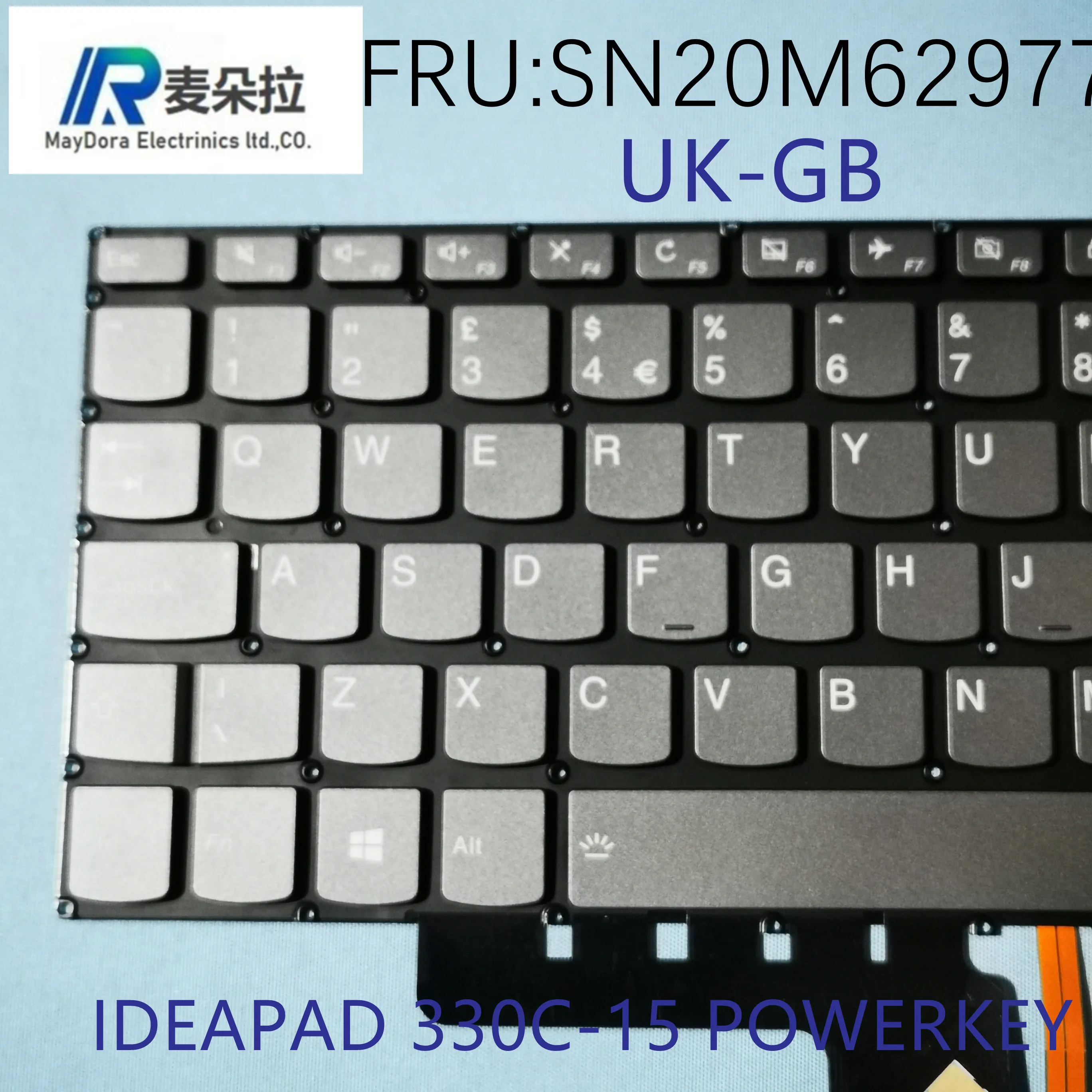 UK GB Keyboard for Lenovo Ideapad 330C-15 ISK ASK 130C-15  V145-15AST V155–15API series laptop with POWER KEY