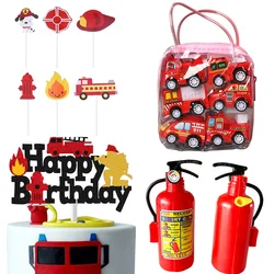 Fireman Happy Birthday Cake Decoration Fire Truck Birthday Cake Topper Boys for Fire Trucks Theme Party Supplies Fire Toy gift