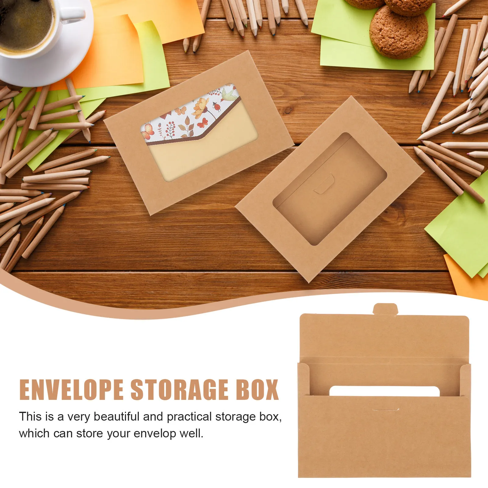 

10Pcs Open Window Postcard Boxes Kraft Paper Envelop Case for Mailing Annual Reports Sales Literature Envelop Box