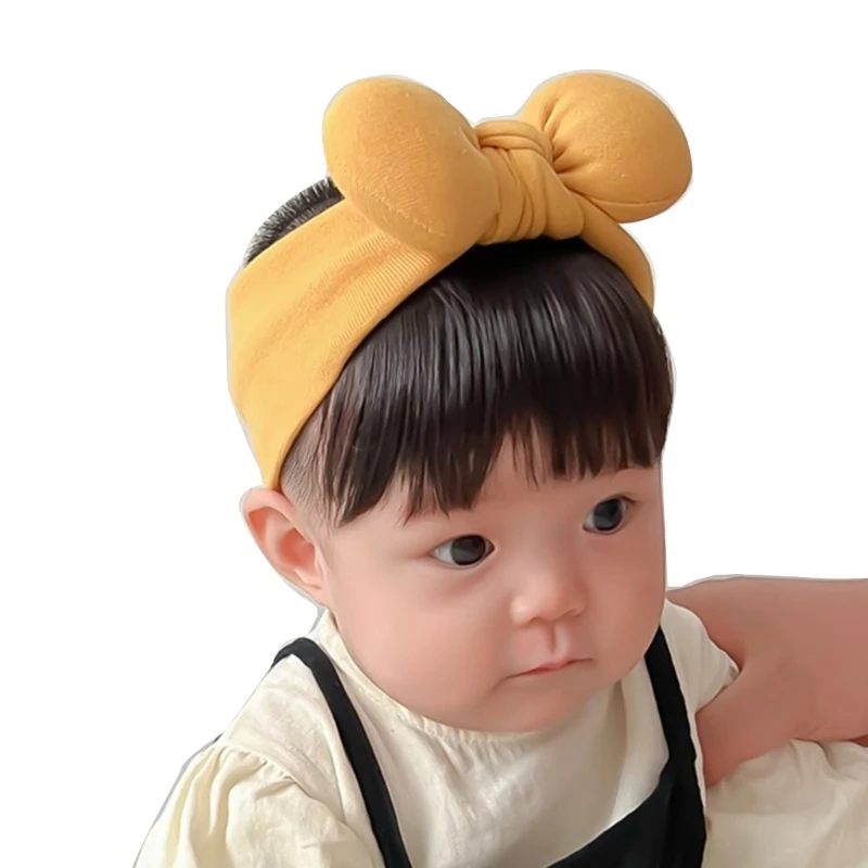 Stylish Bowknot Headband Infant Bangs Hairpiece 0-1Y Newborns Headwear Solid Color Hairband Decor for Baby Girls