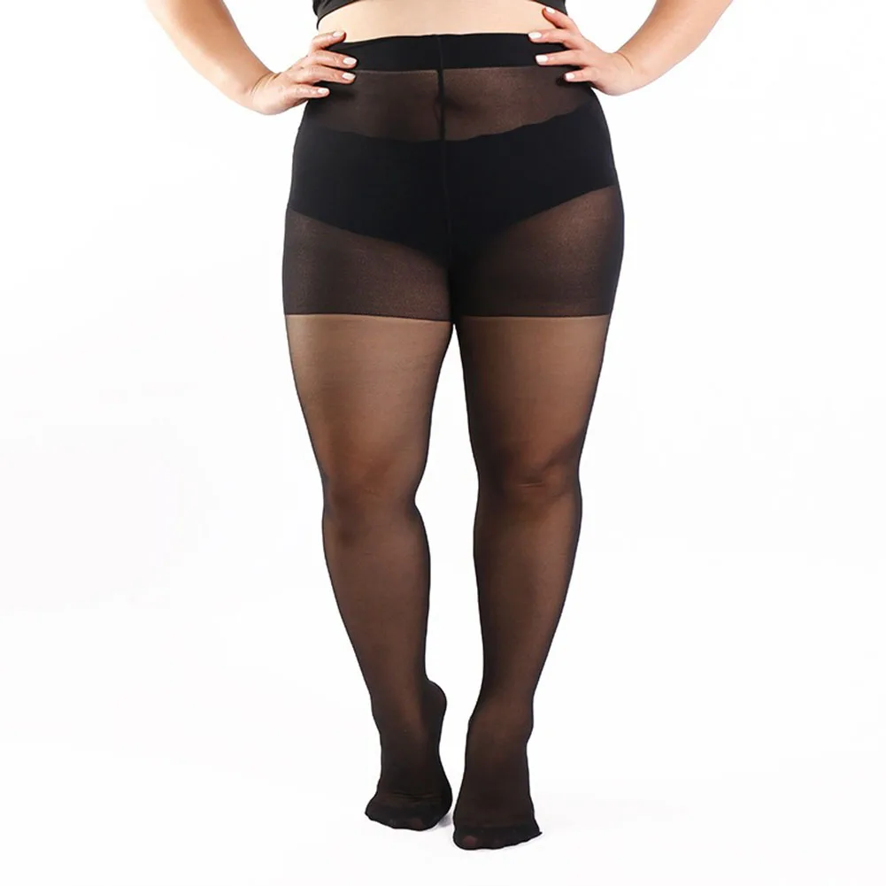 Plus Size Tights Women High Waist Soft Pantyhose Stockings See Through Leggings