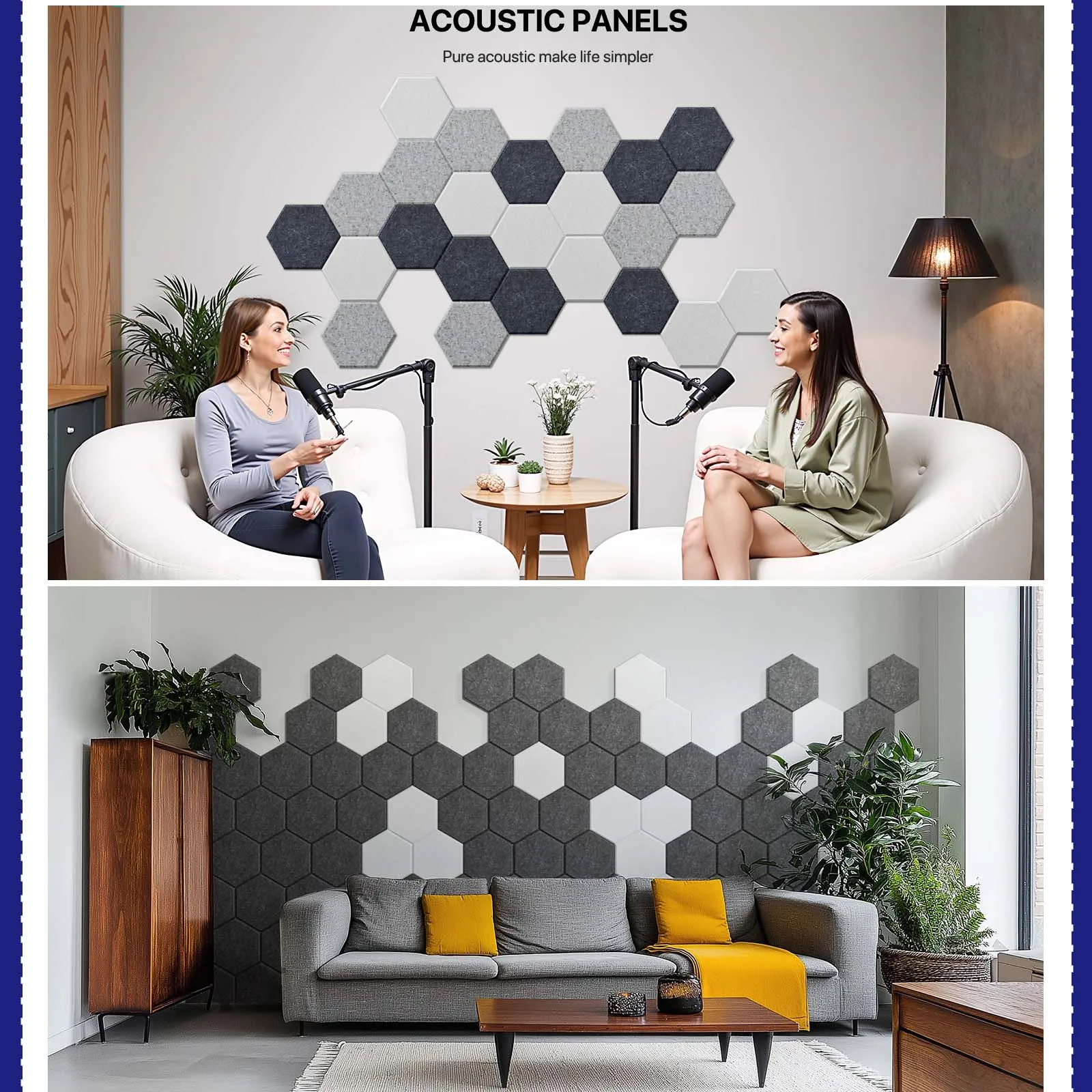 Paneles acústicos, paneles insonorizados, 6/12/18 piezas, diseño hexagonal de alta densidad, absorben el ruido, eliminan los ecos para paredes, sala de batería