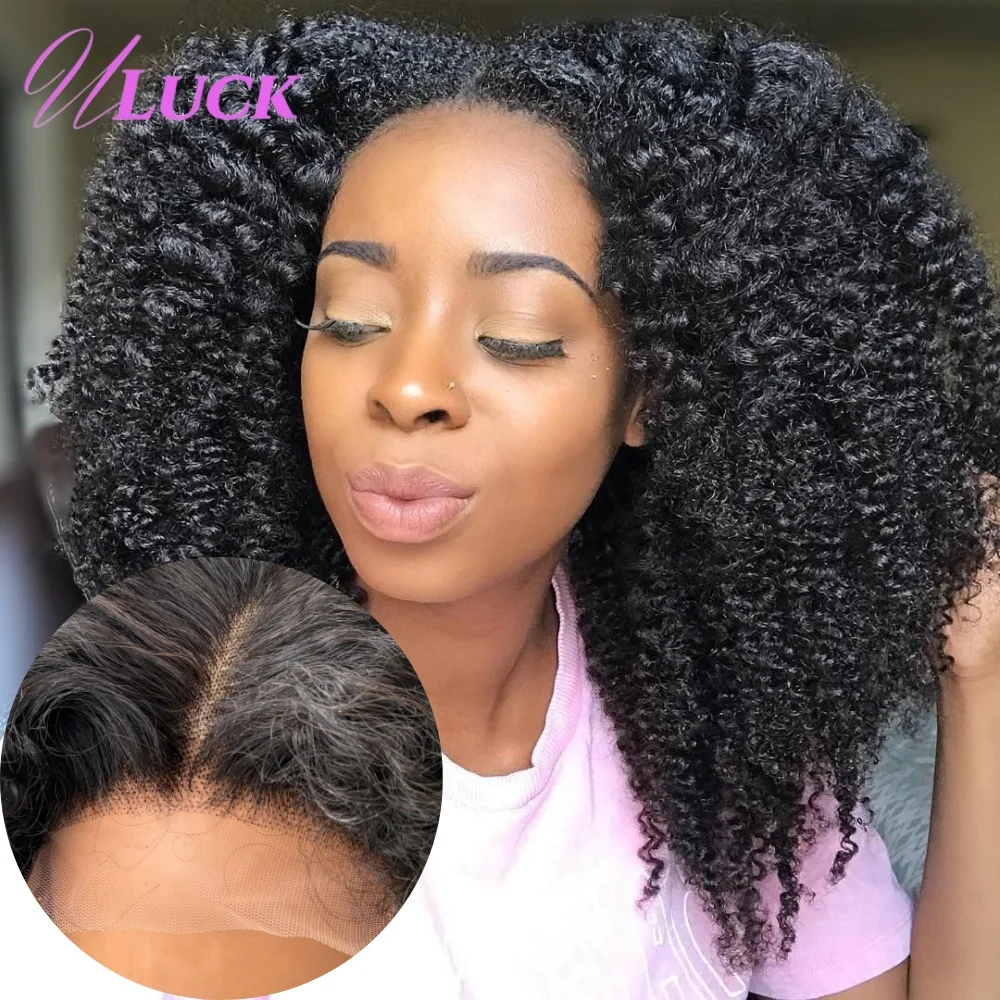 

Uluck Afro Kinky Curly Hair 5x5 HD Lace Front Wigs 400% Density Brazilian Real Human Hair Wigs With Natural Hairlines For Women