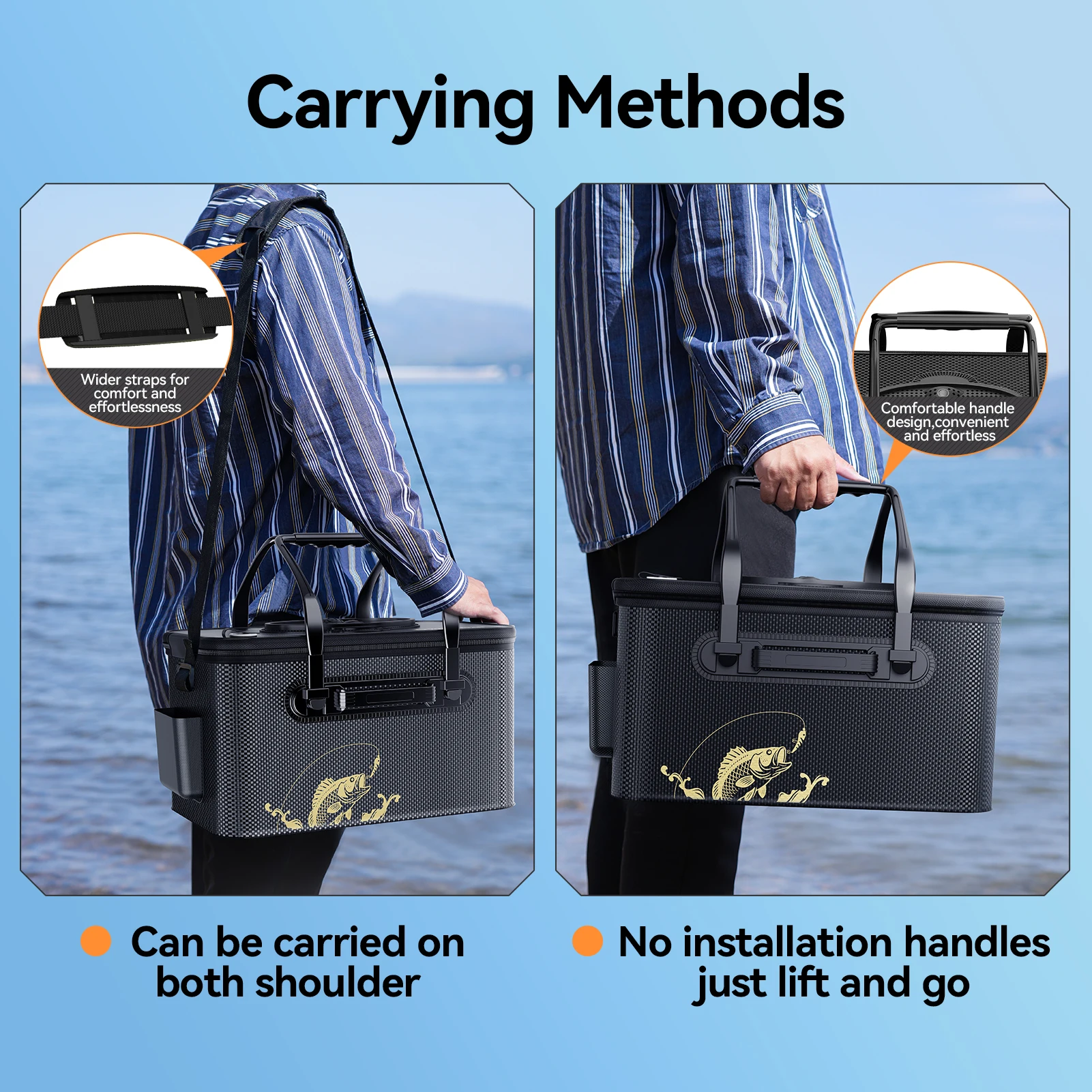 دلاء صيد السمك، دلاء الطعم، أدوات الصيد، شفافة، مادة EVA، قابلة للطي، حاويات للأسماك والماء، سعة كبيرة