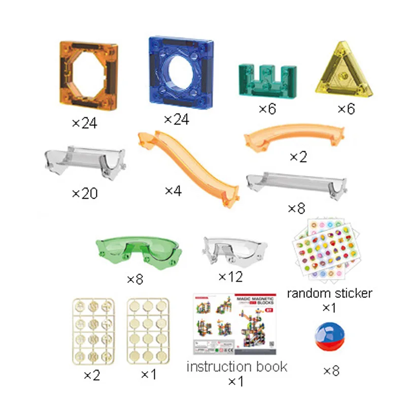 160 pz Piastrelle Magnetiche Marmo Corsa Pista Da Corsa Set di Giocattoli STEM Blocchi di Costruzione Educativi Bambino Tubo magnete di Giunzione pista giocattolo