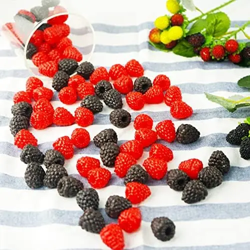 30 Pcs Artificial Raspberry Fake Raspberry Simulation Plastic Fruit Model for Home Party Festival Window Shopping Mall Display