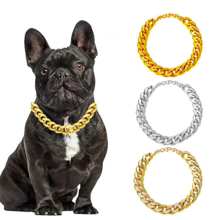 Gold Necklace Chain for Dogs ABS Plastic Dog Collar Puppy Cosplay Choker for Dogs Lightweight Punk Pet Jewelry Accessories