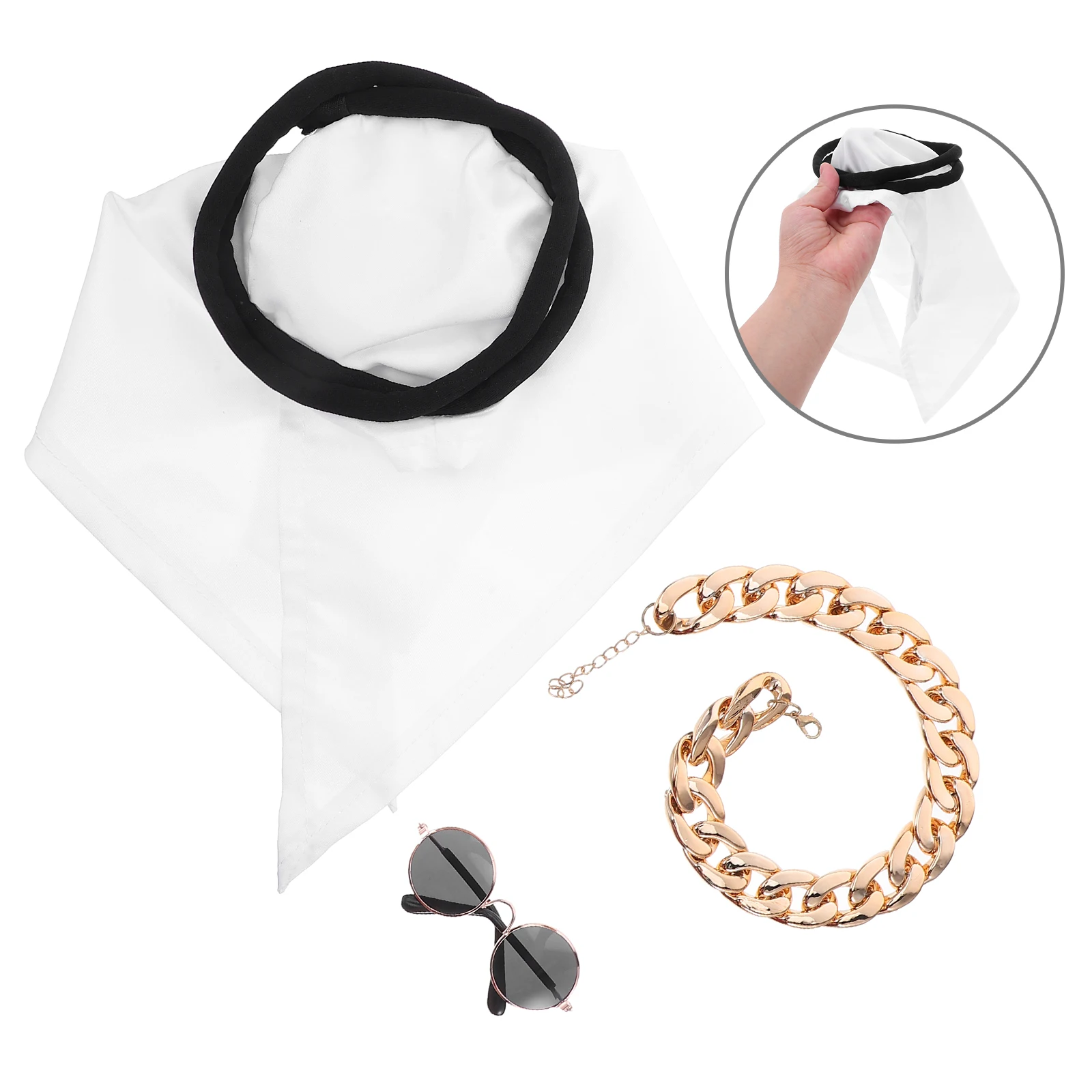 

1 set 1 Set Dubai Headscarf Costume For Small Dogs Cats Arabian Pet Outfit Set With Headband Bandana Sunglasses Necklace Middle