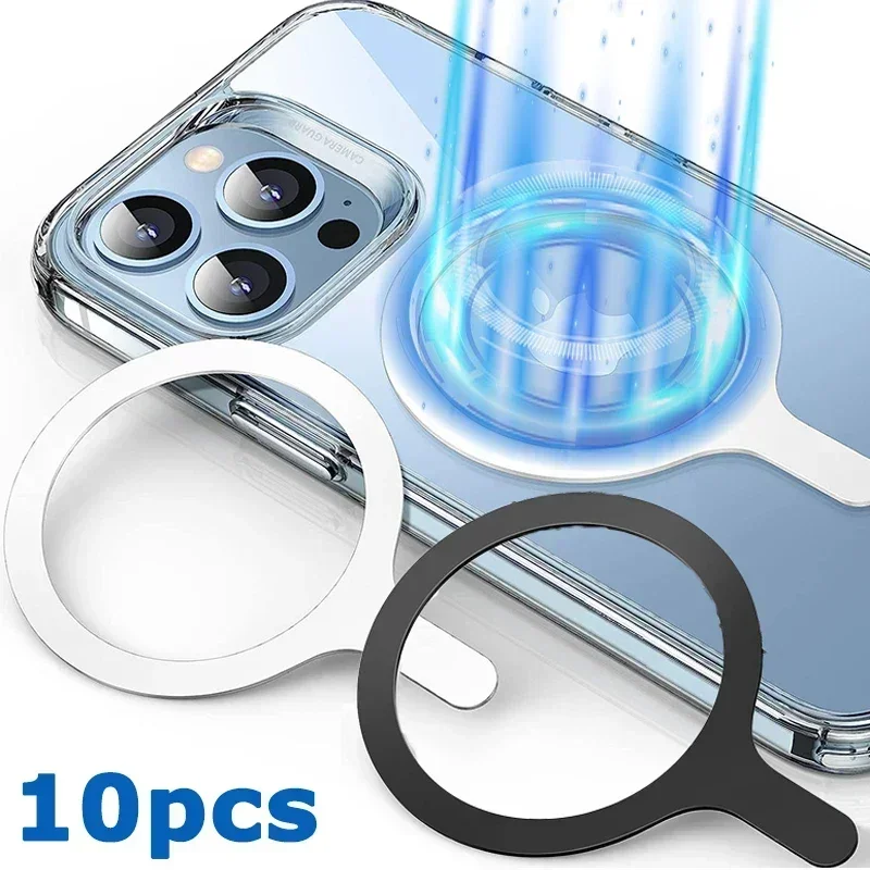 10-1pcs Metal Ring Sticker for Magsafe Case Converter Adapter Ring Magnetic Wireless Charging Phone Car Mount for IPhone Samsung