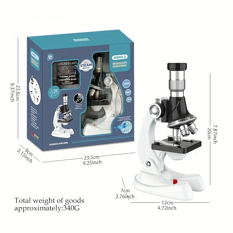 Microscope STEM Science Expriment Kit Adjustable Angle Educational Biological Observation Toy for Children view 2