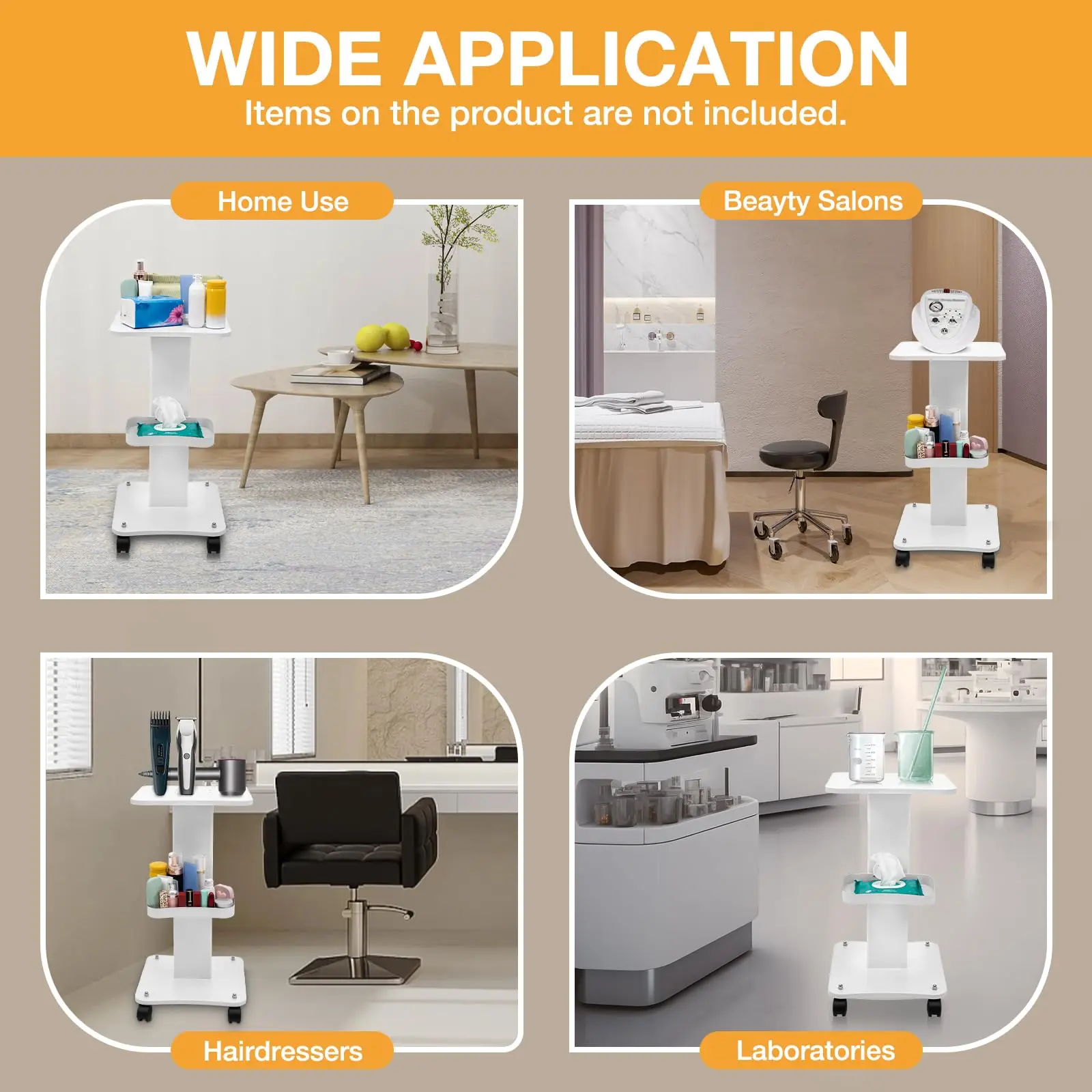 Carrinho para esteticista com rodas Carrinho para esteticista de 3 camadas Carrinho para salão de beleza com rodas, carga de 135 lbs 27,2 "X 14,6" X 13,8"