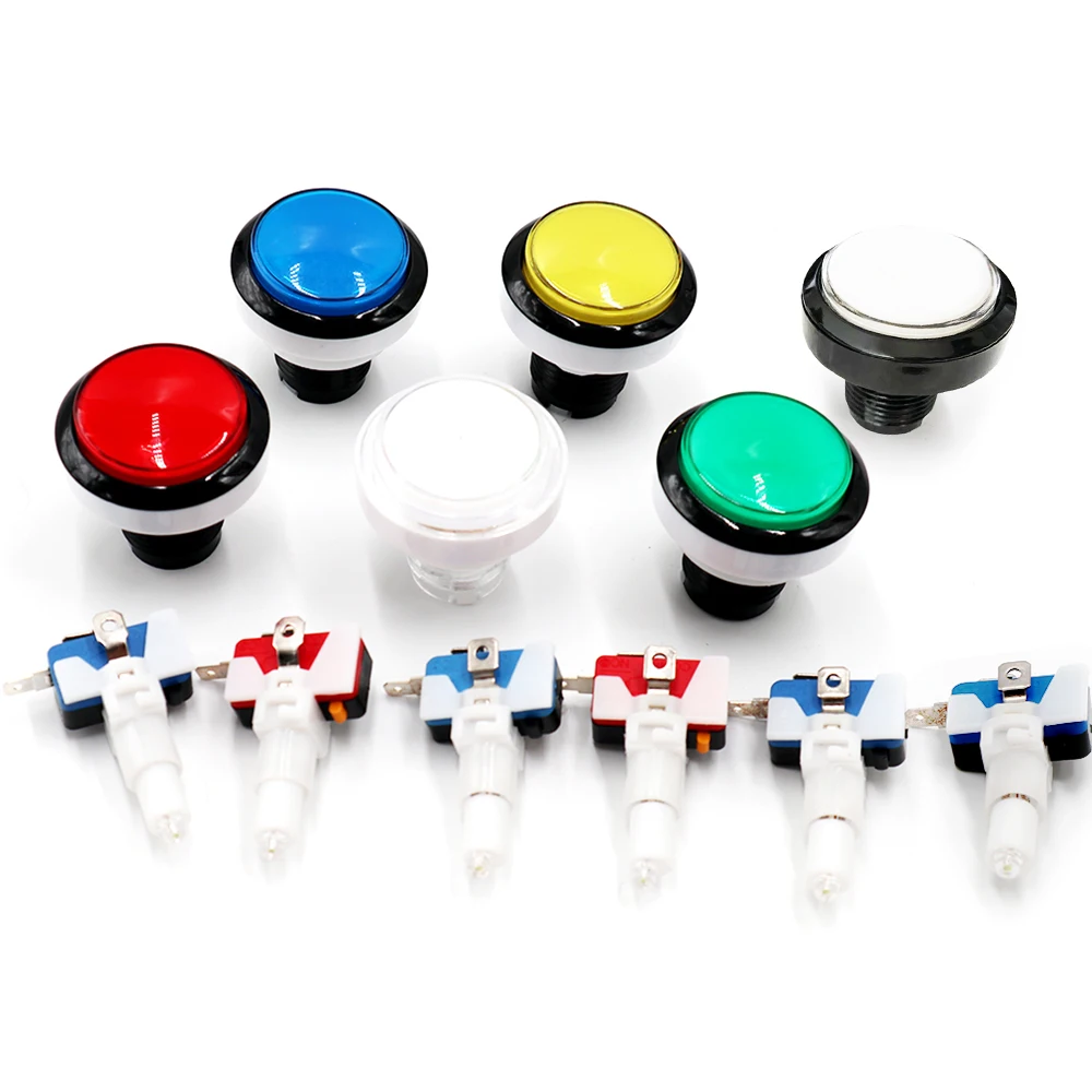 45mm Flat Shaped Parts 5V 12V Large LED light Illuminated Push Buttons Micro switch For Arcade Coin Machine Operated Games