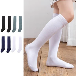 Women Girls Knee Socks Cotton Casual High Thigh Stockings Soild Color Academic Style Lolita Ladies Girls Warm Knee Socks