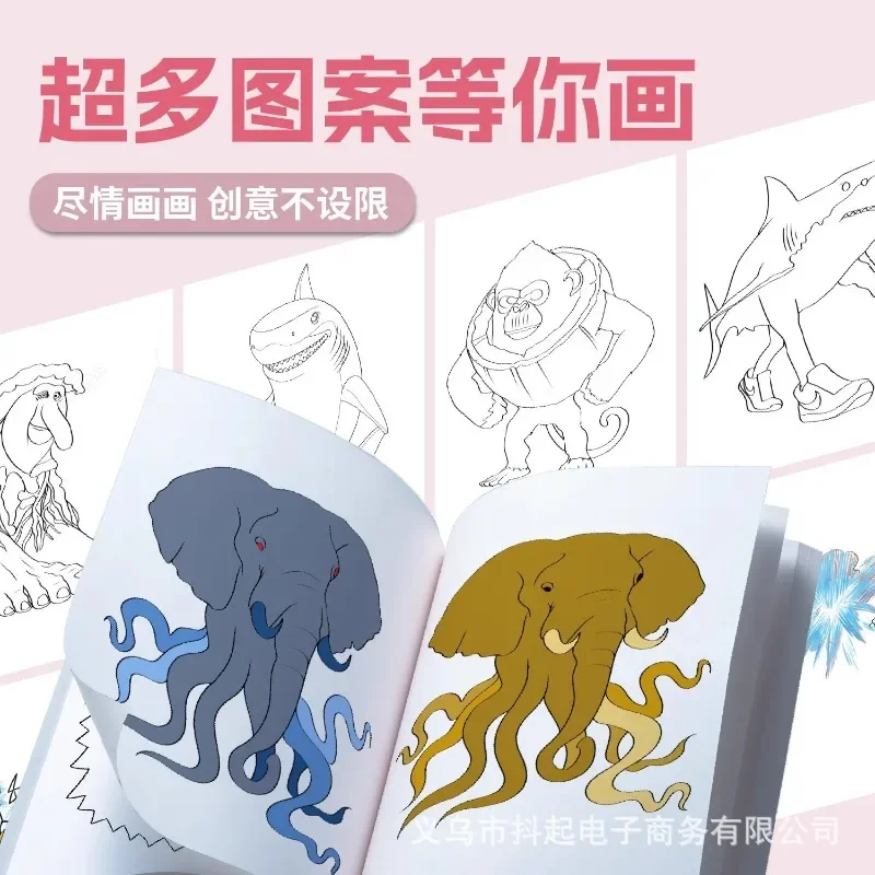 Italian Brainrot Child Cartoon Coloring Book Tung Tung Tung Sahur Graffiti Drawing Books Funny Meme Kids Learning Color Booklet