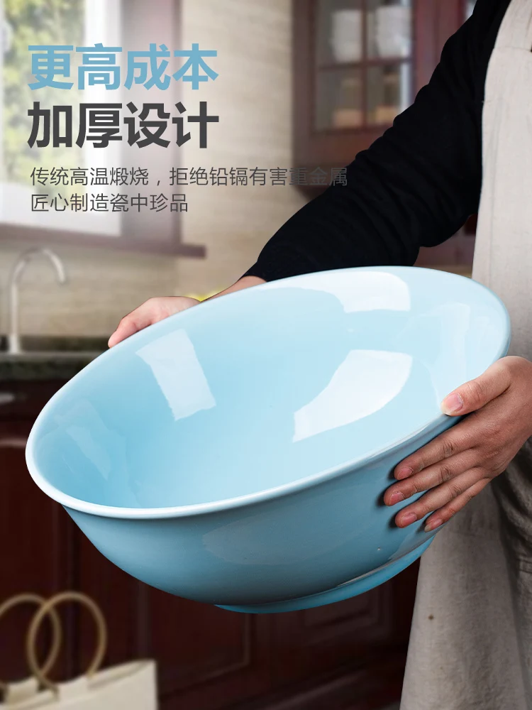 

Sky Blue Jingdezhen Ceramics Soup Bowl Blue And White Porcelain Kneading Basin Hair Basin With Lid