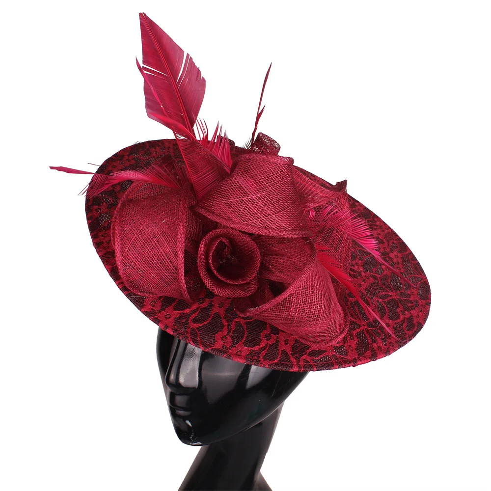 

Elegant Church Marron Pillbox Hats for Women With Flower Vintage Fascinators Lady Headdress Bridal Wedding Tea Party Cap 2023