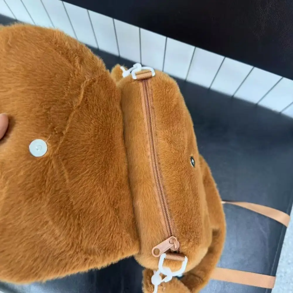 Sac à dos Capybara Orange en peluche, épaules de grande capacité, sac à dos à double usage, sac à bandoulière Portable Anime Capibala