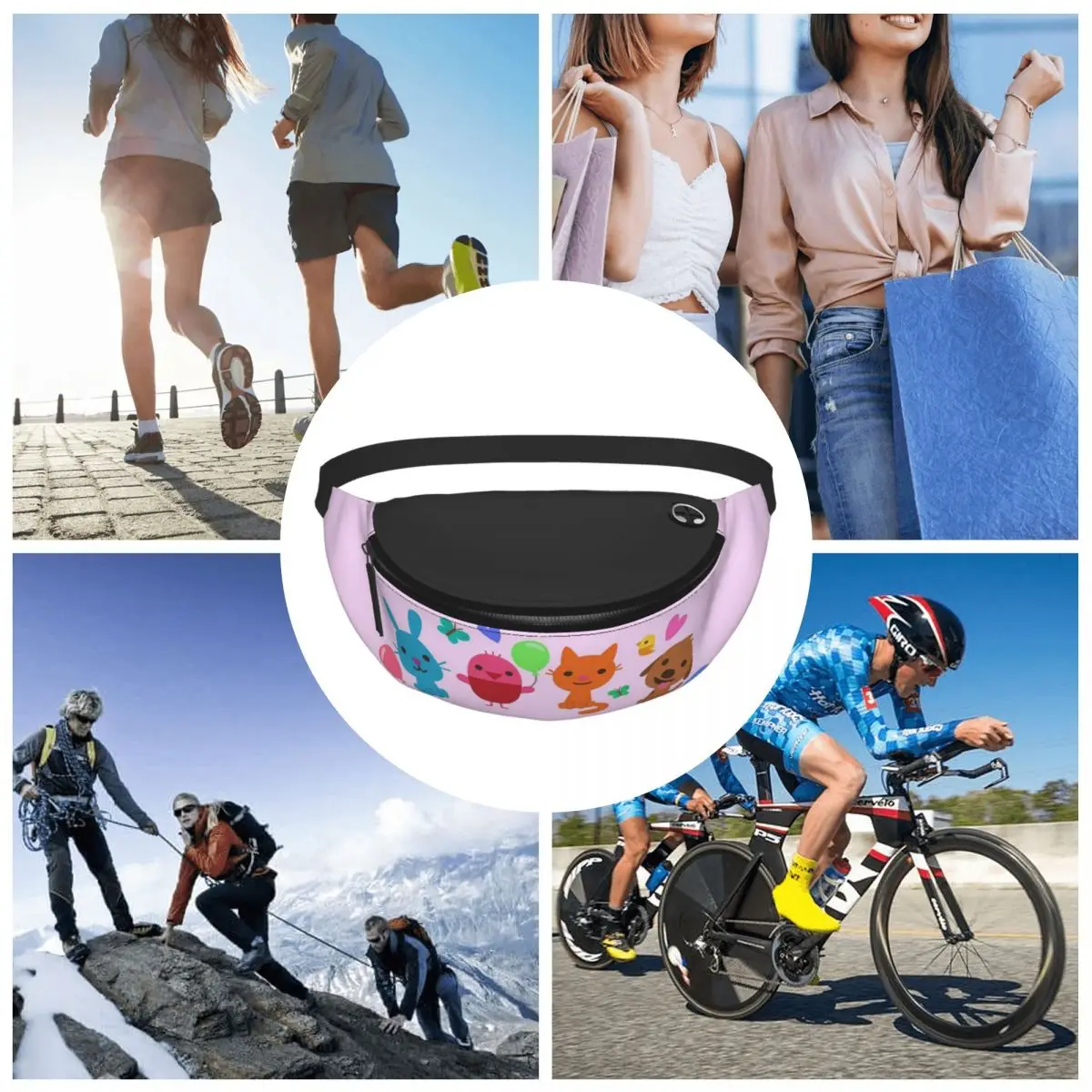 حقيبة خصر كروس بودي بلاي ساجو ميني بينك للرجال والنساء، حقيبة فاني للسفر والجري وحقيبة هاتف المال