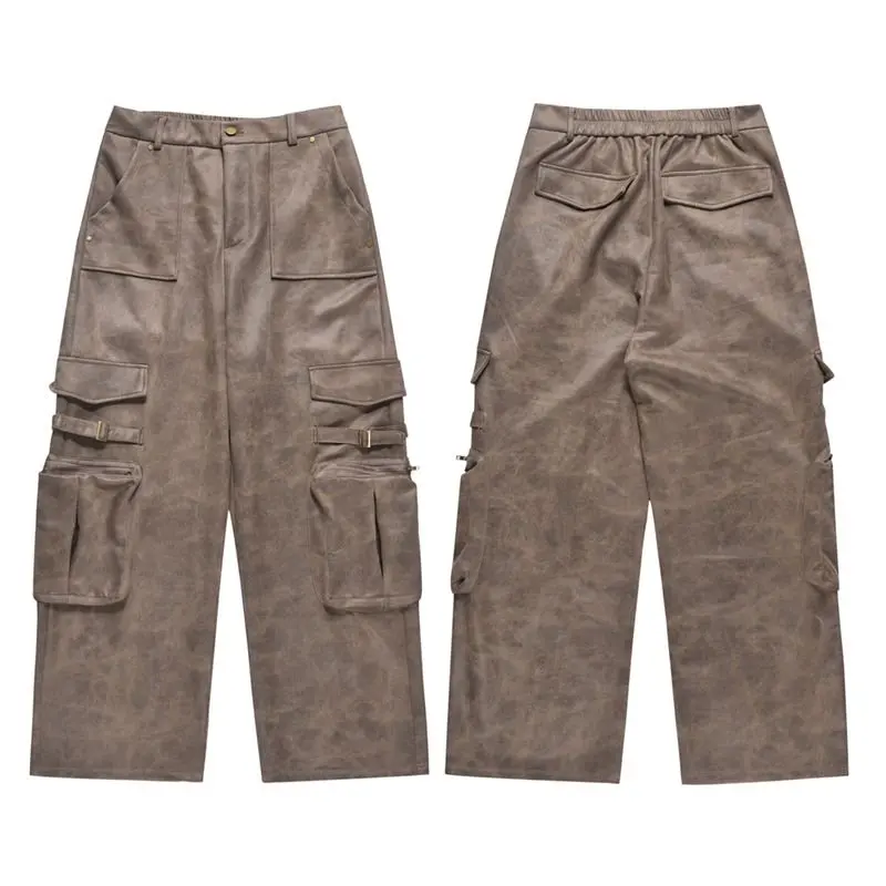 

Men Women American Streetwear Fashion Hip Hop Suede Casual Loose Wide Leg Cargo Pants Unisex Vintage Y2k Baggy Trousers Pant