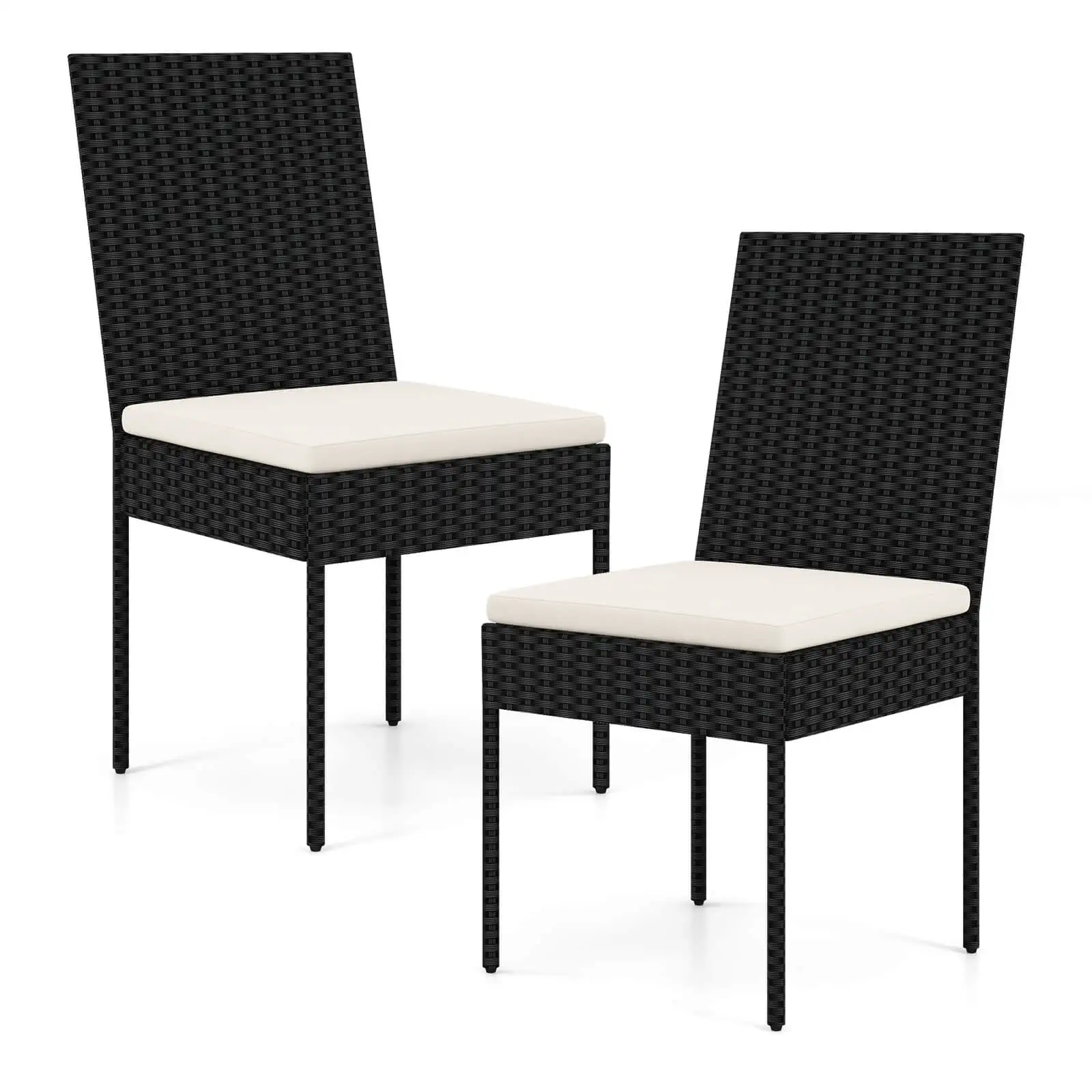 

PE Wicker Patio Chairs Set of 2 Outdoor Dining Chairs with Cushions