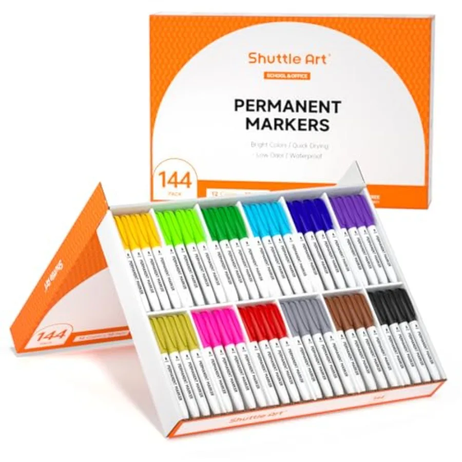 

144 Pack Permanent Markers Permanent Marker Assorted Colors Bright Fine Point Permanent Markers For and Adult Coloring on Wood