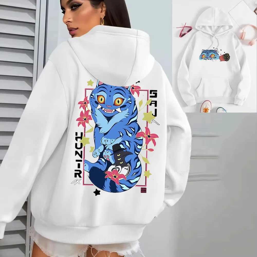 

New Autumn/Winter Hoodie KPop Demon Hunter Print Sweatshirts Oversized Hoodie Tiger Merch Vintage Gothic Loose Top for Women Men