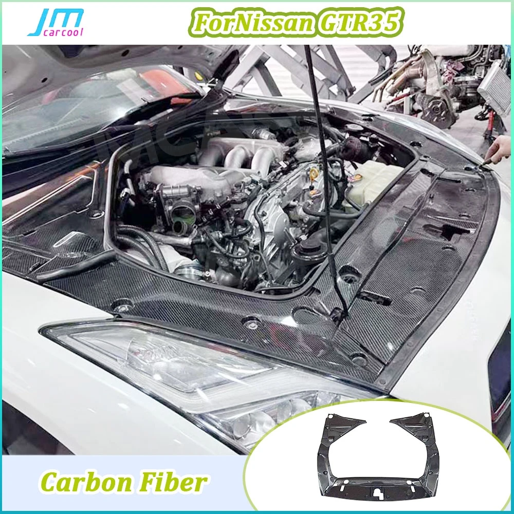 Dry Carbon Fiber for Nissan GTR35 2008-2024 Engine Cooling Cover Openable Panel Cover Interior Metal Engine Bays Cover Kits