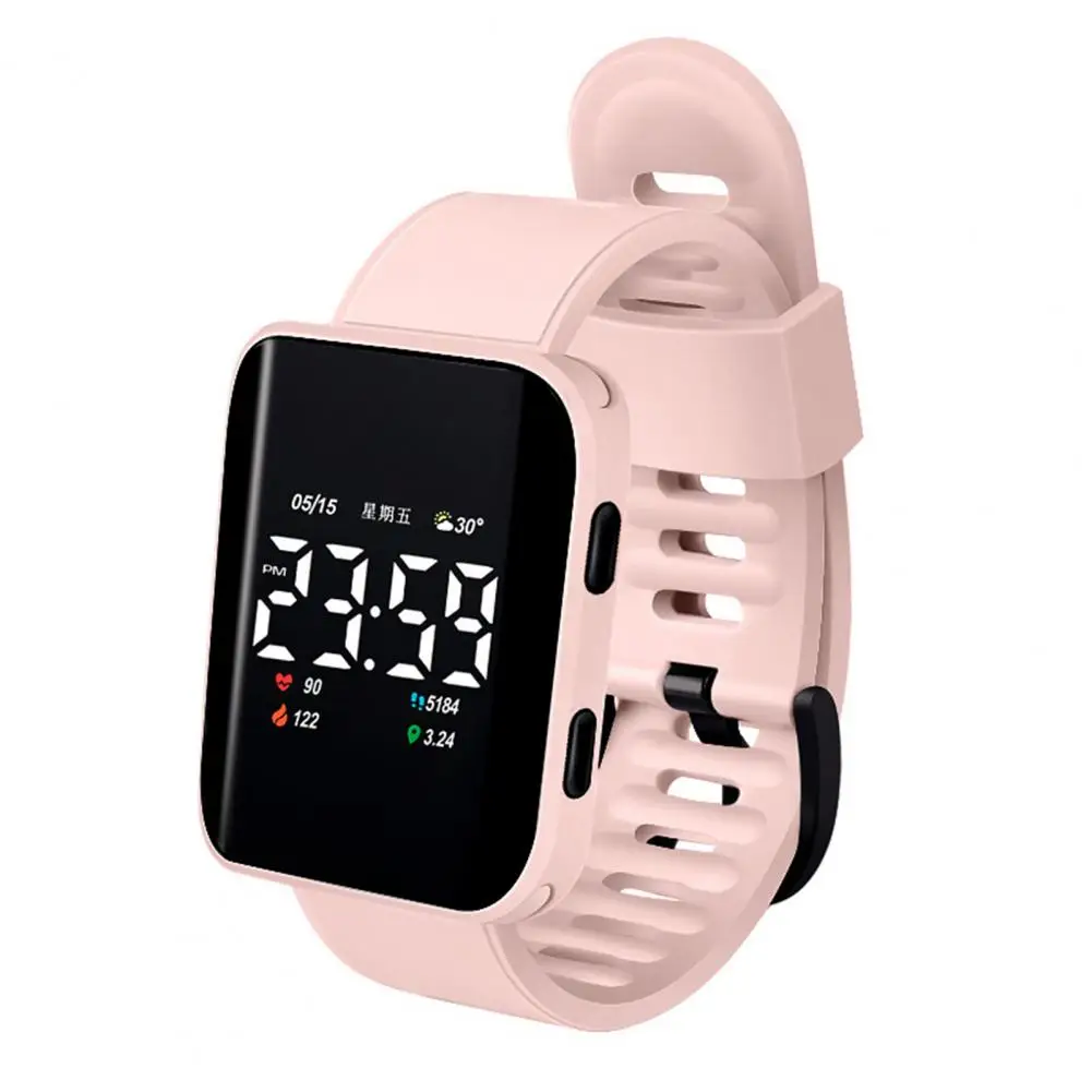 Electronic Watch LED Luminous Life Waterproof Square Dial Sports Digital Wrist Watch For Student