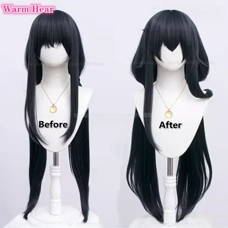 95cm Long Kozeki Ui Cosplay Wig  Dark Grey Blue Wig Cosplay Anime Wigs Heat Resistant Synthetic Party Wigs   Wig Cap