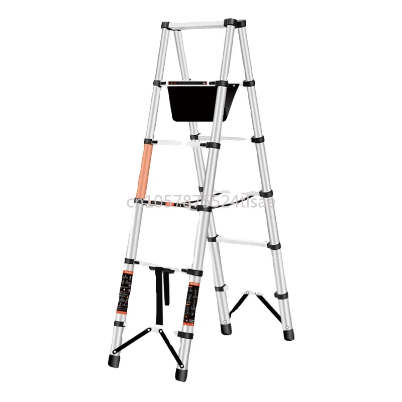 Thick Aluminum Alloy 1.4M/1.7M/2M  Telescopic Zigzag Ladder for Walking, Household Folding Stairs, Portable Lifting and Lowering