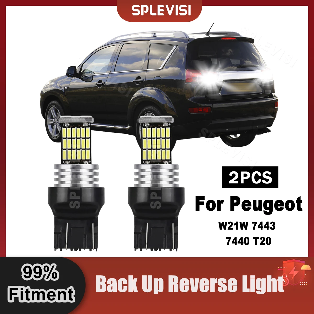 

1 Pair 12V LED Reverse Light W21W 7443 7440 T20 For Peugeot 4007 2007-2013 2008 2009 2010 2011 2012 Canbus No Error Backup Lamp