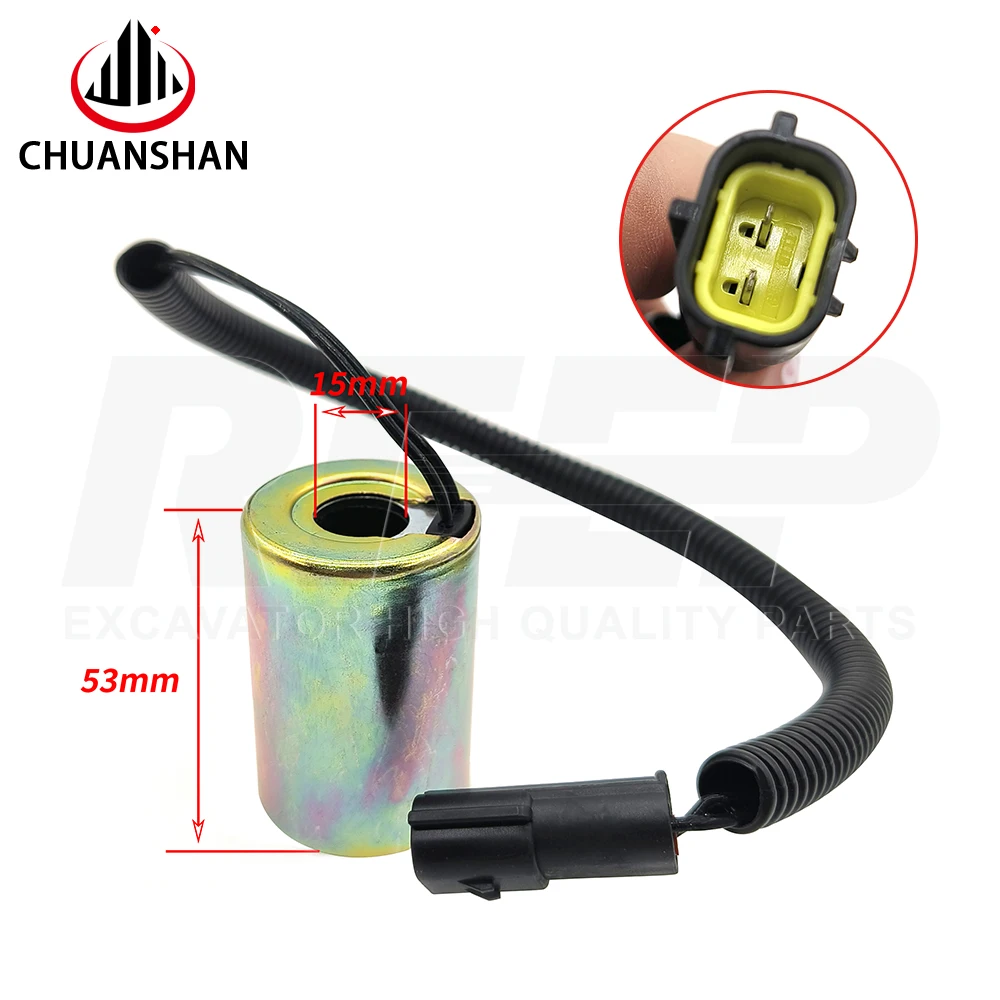 Suitable For  DH60-5 And 60-7 Excavators, Rotary Solenoid Valve Pilot Safety Lock Coil 12V 24V