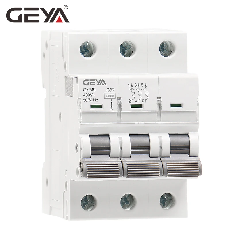 GEYA GYM9 3P MCB 6A-63A 6KA Mini disyuntor Din Rail Circuit Breaker 6A 10A 16A 20A 25A 32A 40A 50A 63A AC Type MCB 400V