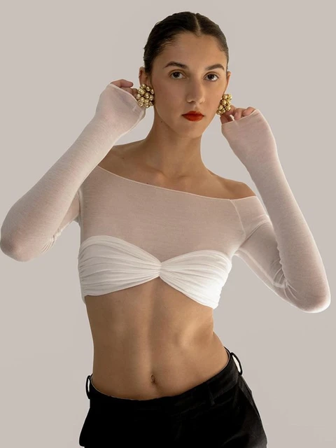 Crop top spalle scoperte store