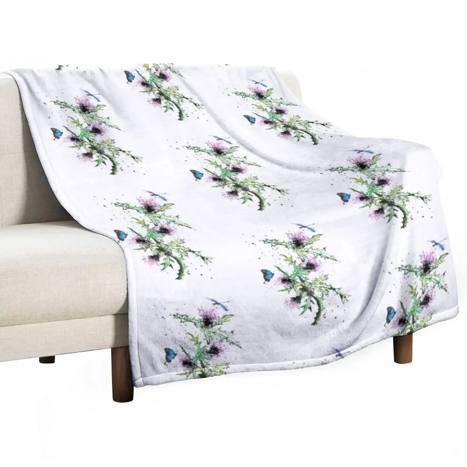 

Scottish Thistle, watercolor Scottish Thistle Throw Blanket Soft Plush Plaid Bed linens Blankets