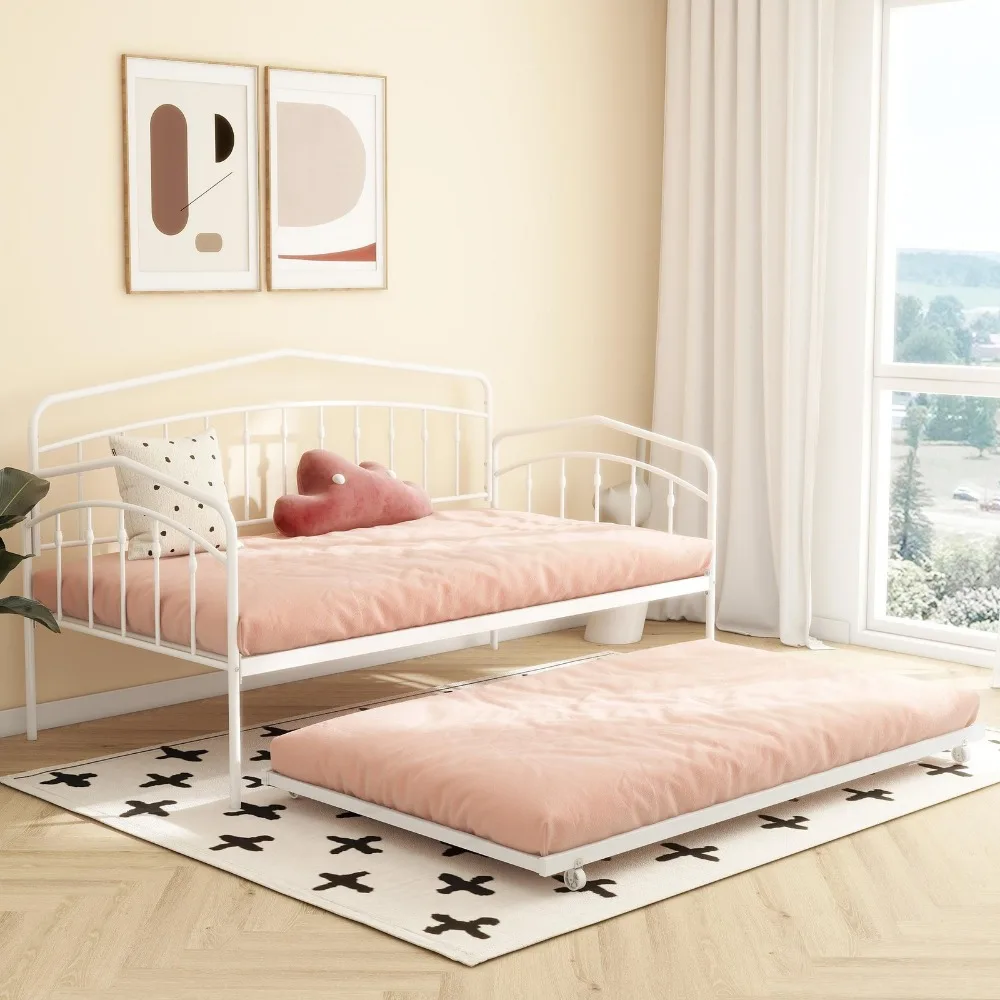 Espreguiçadeira Fox Twin com rodízio duplo, branco; Estilo elegante e simples
