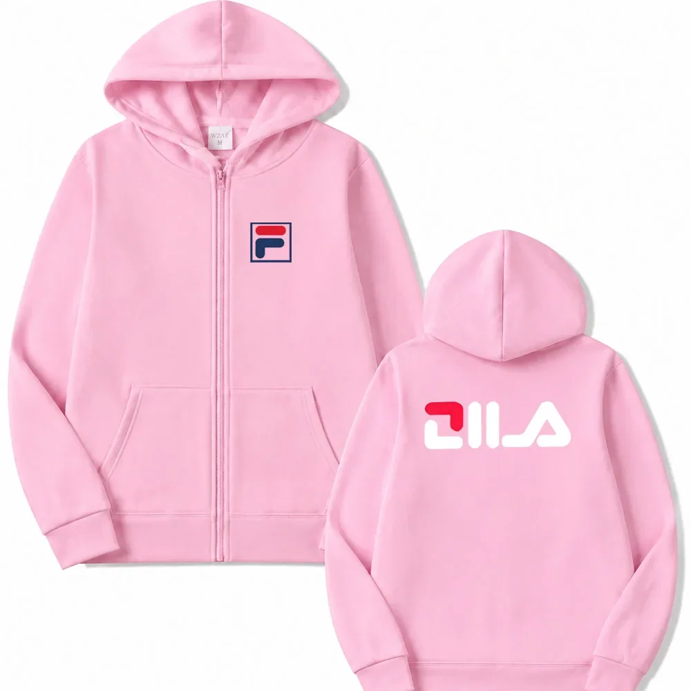 Zipper Fashion Letter Printed Spring and Autumn Simple Casual Zipper Hooded Sports Shirt Men's and Women's Street Top