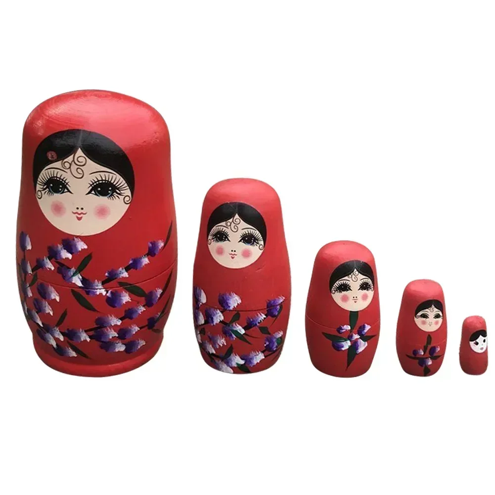 5-layer Painting Color Arts Handmade Toys Russian Wood Nesting Doll Hand-painted Crafts Wooden Toys for Children Decorative Doll