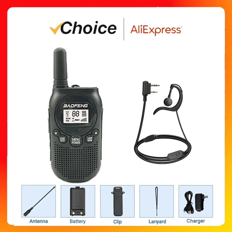 

Baofeng Official Store T6 Mini Walkie Talkie 0.5w FRS PMR Handheld Two Way Radio Kids Toy Interphone Ham Radio