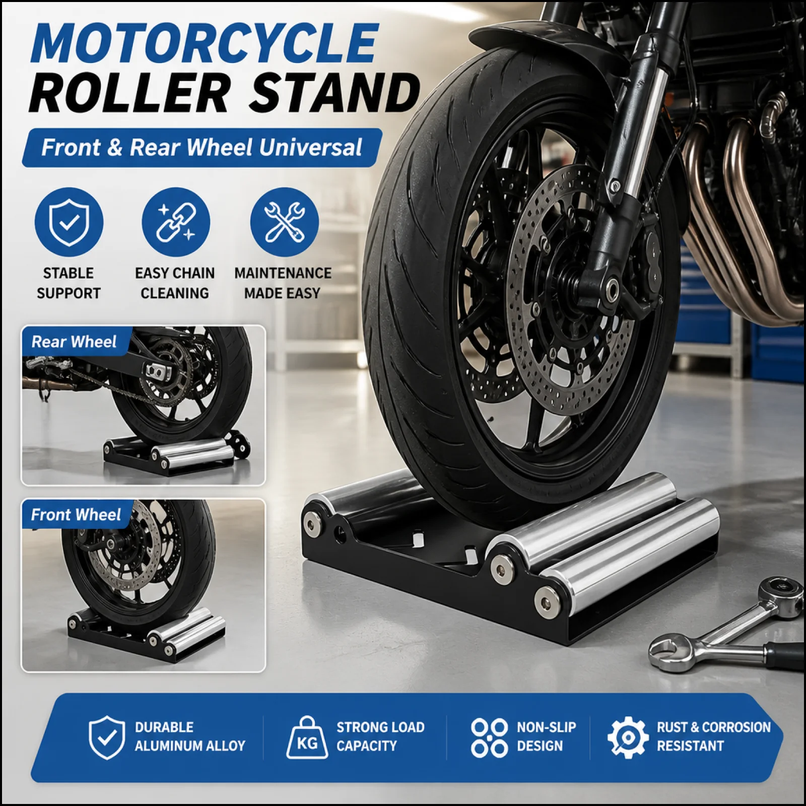 

Motorcycle Wheel Wheel Stand Universal Fit Chain Maintenance Wheel Stand Wheel Cleaning Stand Effortless Rolling