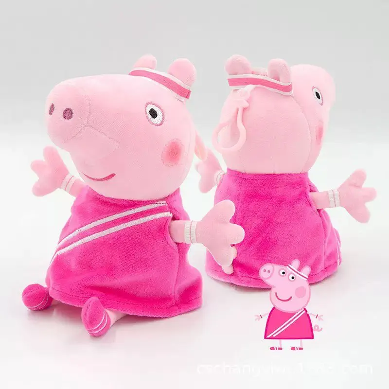 19CM 페파피그 전문 의상 플러시 애니메이션 피규어 부드러운 천으로 채워진 인형 PP 코튼으로 채워진 어린이 장난감 크리스마스 선물