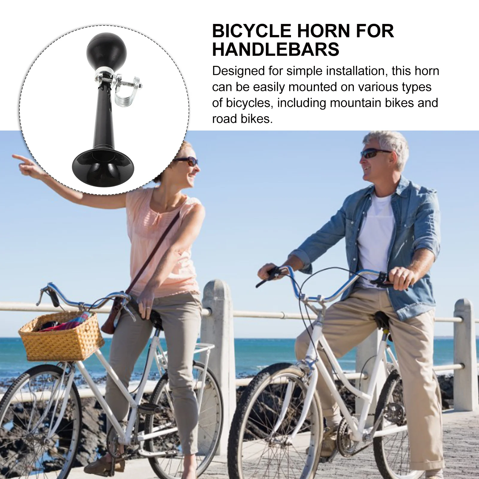 

Bicycle Air Horn 9 Inch Metal Bike Bells Loud Clear Sound Sturdy Material Versatile Use PVC Handlebars Single Tone