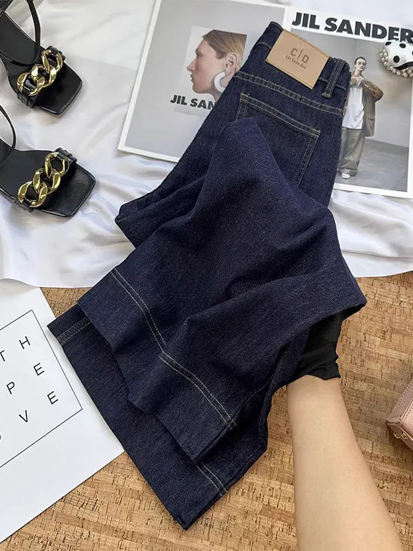 

High Waist Wide Leg Denim Blue Jeans Women's Spring Autumn New Design Loose Drapey Summer Casual High Waist Wide Leg Pants