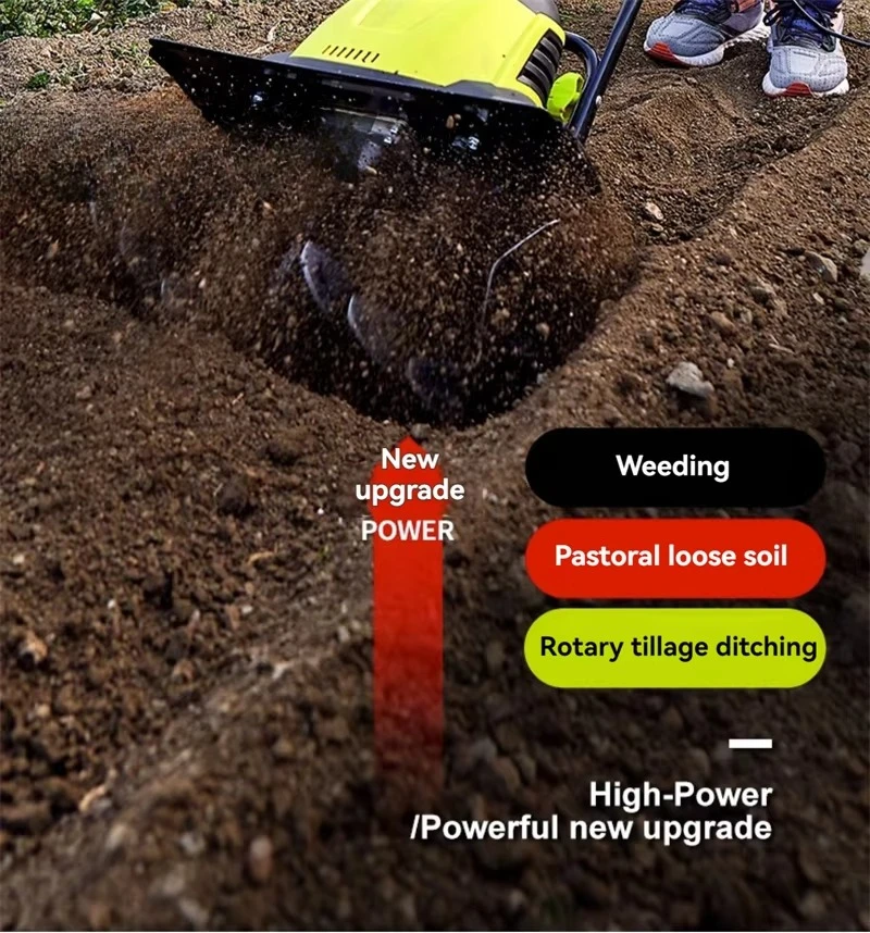آلة الحراث الزراعية الصغيرة الحراث المنزلي حفر البستان خدش كهربائي مايكرو الحراثة الحارث 220 فولت 2400 واط