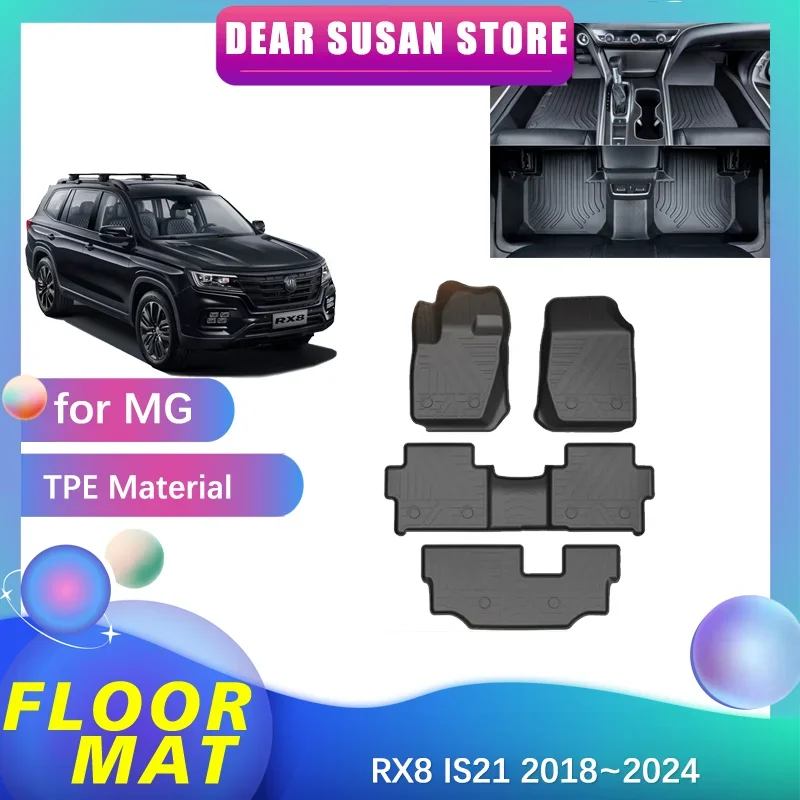 Car Floor Mat  for Roewe MG RX8 IS21 2018~2024 2019 Waterproof Part Foot Panel TPE Liner Carpet Pad Custom Cover Rug Accessories