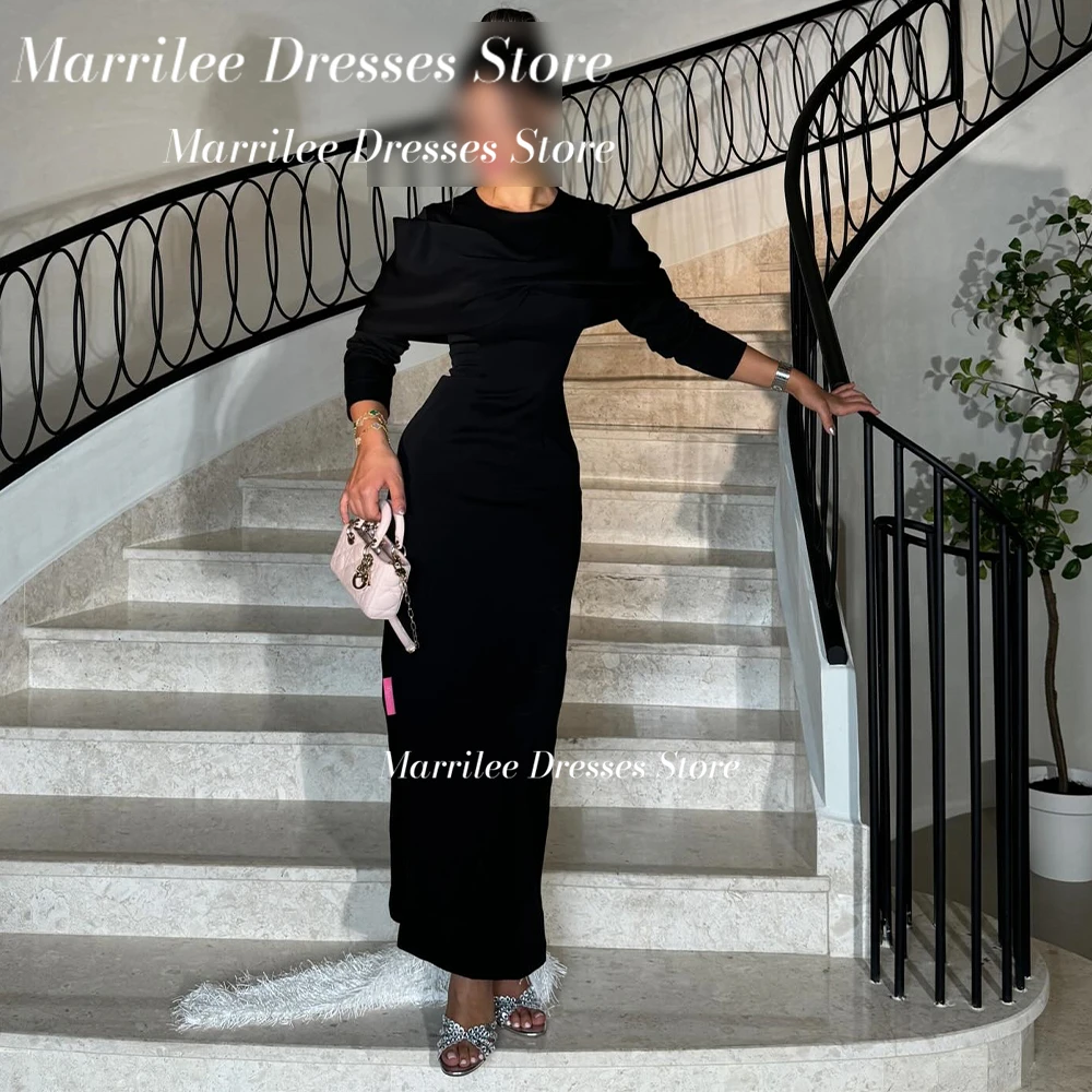 

Marrilee Contrast Color Long Sleeves Crew neck Ankle Length Back Silt Zipper Back Feathers Sheath Bow Bespoke Occasion Gowns