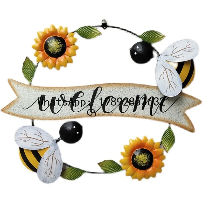 HYS Balcony Garden Decoration Outdoor Wall Pendant Sunflower Garden Welcome Sign