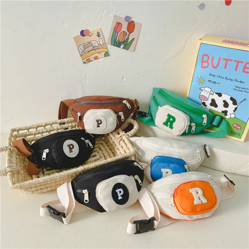 

Trendy Kids Crossbody Chest Bag 2025 Color Block Letter Design Unisex Waist Pack for Boys Girls Baby Coin Purse Outdoor Storage