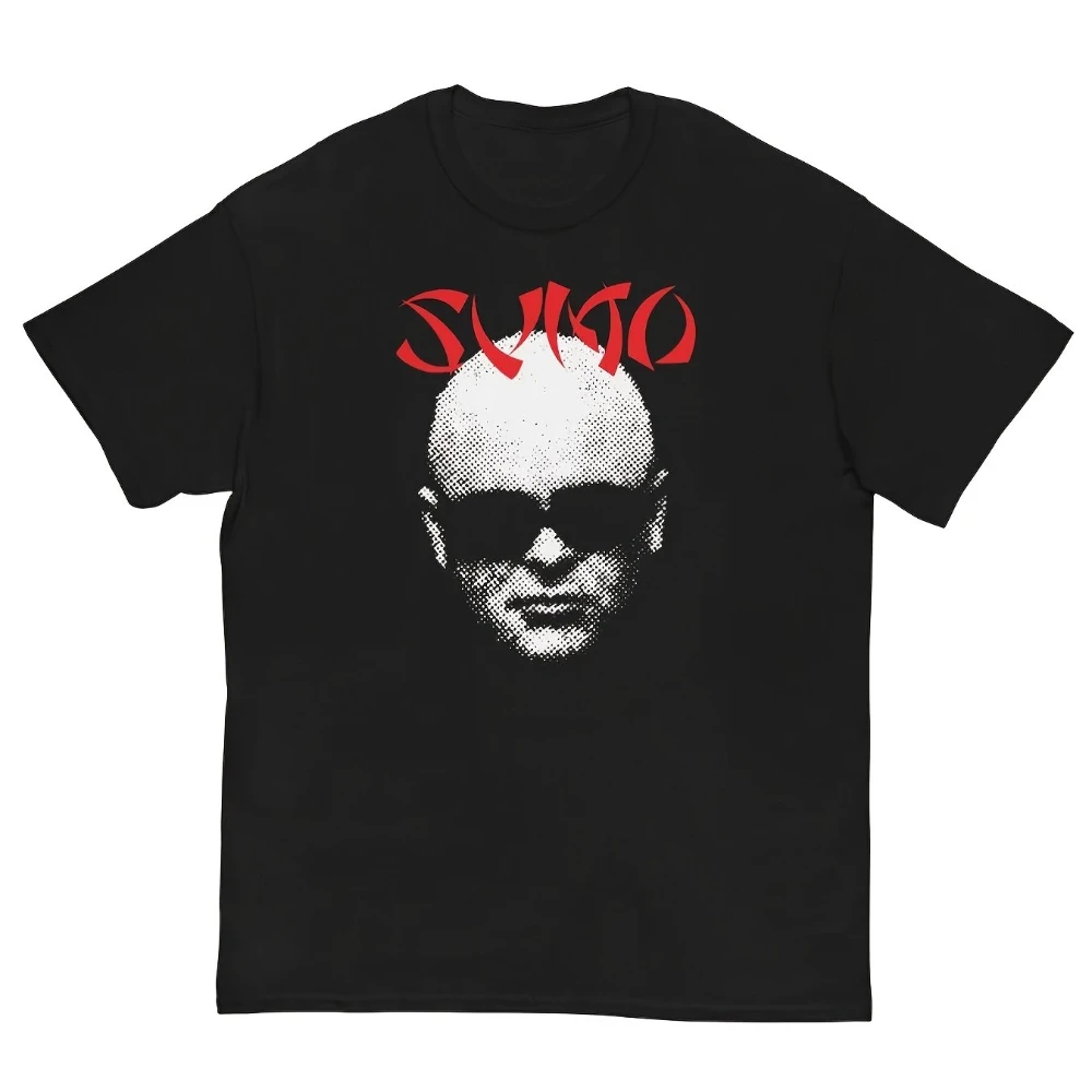 Camiseta SUMO para Hombre, Modelo Heavyweight, Negra con Gráfico de Banda y Letras SUITO, para Divididos, Luca Prodan, Soda Stereo, Charly García